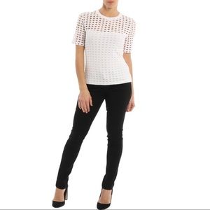 Alexander Wang White Laser Cut-out Holes jersey Top Blouse T-shirt XS